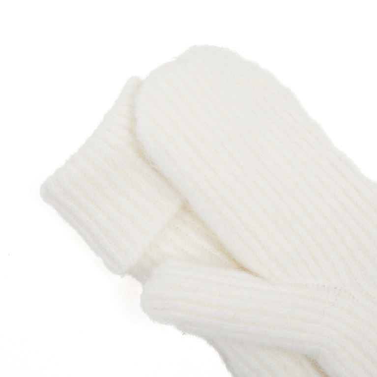 Rib-knit mittens "Fay Thumb" Off white